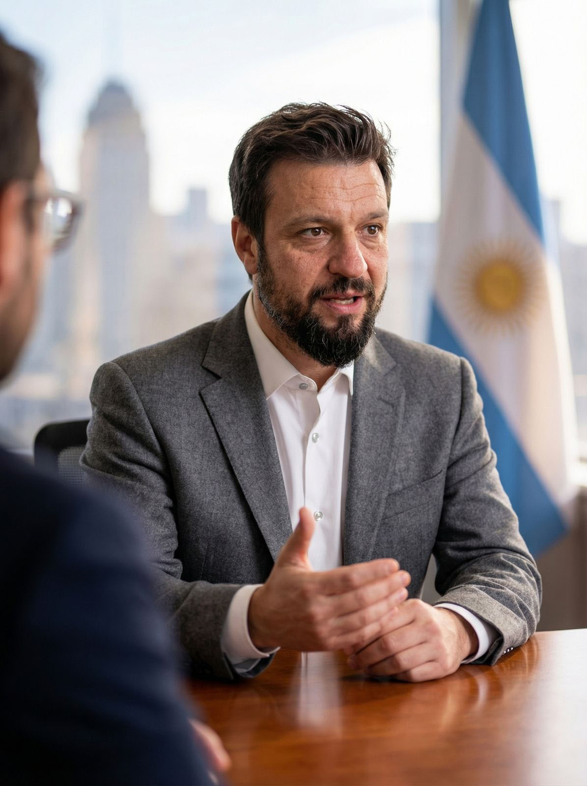 Eric Oscar Salomone Strunz, Gerente de Recursos Humanos del ENARGAS, en reunión institucional sobre transparencia y acceso a la información pública.